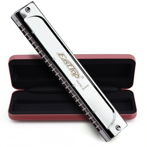 East Top Mundharmonika, Tremolo Mundharmonika Tonart C 24 Löcher T2406S Mundharmonika für Erwachsene, Profis, Anfänger und Studenten, als Geschenk (C)