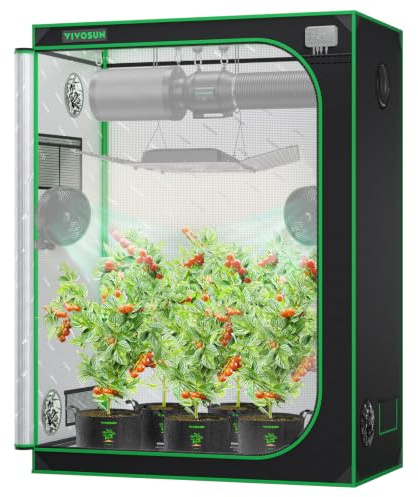 VIVOSUN Growzelt 150x80x200cm Grow Tent aus hochreflektierendes Mylar mit Sichtfenster und Bodenwanne für Hydroponik und Indoor-Anbau S538 Grow Zelt passend für VS2000/VSF4300