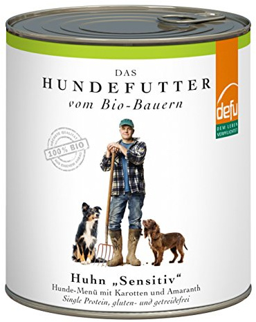 defu Hundefutter | 6 x 820 g | Bio Huhn Sensitiv | Premium Bio Nassfutter Menü | Alleinfuttermittel für Hunde