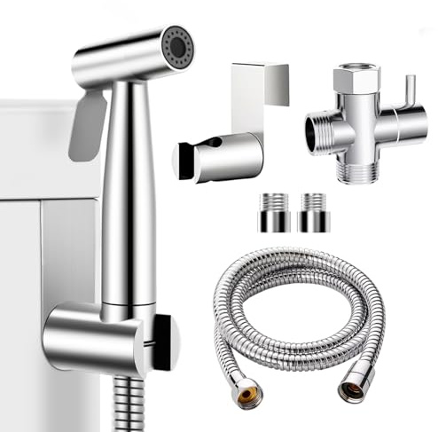 WEIDMAX Bidet-Handbrause, Hand Gehalten Bidet Sprayer Edelstahl Sprayer mit 49-Zoll-Schlauch und Halterung Halter, Includes T-adapter (G1/2''-3/8'')