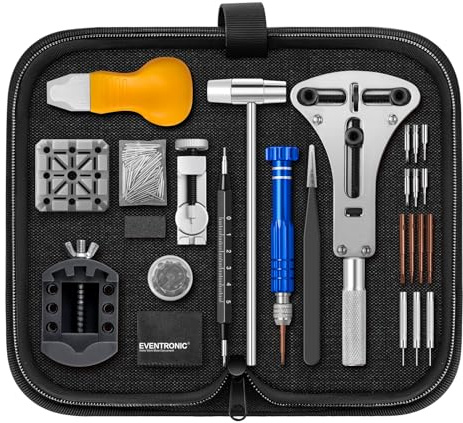 Eventronic【Neu Upgraded】Uhrenwerkzeug Set 154-TLG, Uhr Batteriewechsel Werkzeug Uhren Reparatur, Uhrmacherwerkzeug Set mit Uhrenoffner öffner, Schraubendreh, Federstegwerkzeug