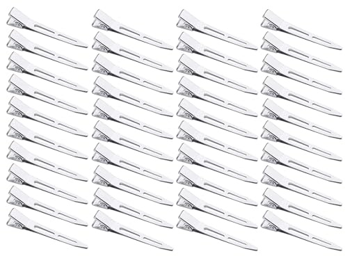 Mbsomnus 40 Stück EnteBill Haarspangen Silber Haarclips 5,5 cm | Haarklemmen Friseur, Alligator Clips Metall, für Damen, Spangen, Friseursalon, Mädchen, Haarstyling, DIY