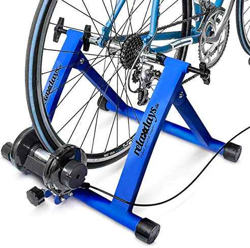 Relaxdays Rollentrainer inklusive Schaltung 6 Gänge für 26-28 zoll bis 120 kg Belastbar Heimtrainer, Blau, 10018322_45