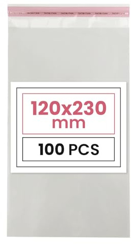 Netuno 100 Flachbeutel transparent 12 x 23 cm selbstklebend Plastiktütchen durchsichtig PP Tütchen mit Peel & Seal Verschluss Cellobeutel aus durchsichtigem Kunststoff PP Folienbeutel Plastiktüten