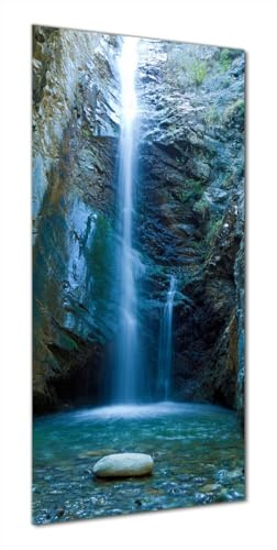 Wallario Selbstklebende Duschrückwand 90 x 200 cm mit Motiv Wasserfall bei Sonneneinfall - Wandverkleidung Fließenersatz mit Hochglanzlaminat in Glasoptik