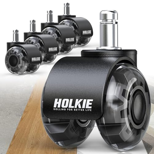 HOLKIE Bürostuhl Rollen 11mm 5er Set Schwarz Gummi Rollen für Bürostühle Schreibtischstuh mit Doppelrädern Stuhlrollen für Parkett Geeignet Harte Böden Leises & Sanftes Gleiten