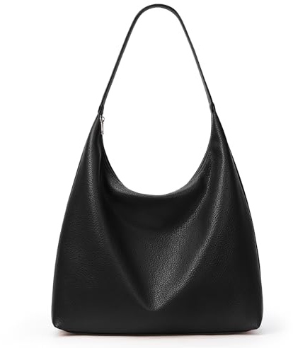 KALIDI Damen Shopper Handtasche Schultertasche PU Leder Tote Bag Vintage Hobo Tasche mit Reißverschluss Groß für Arbeit Schule Shopper Lässige täglich Schwarz