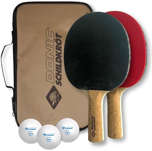 Donic-Schildkröt Tischtennis-Set Persson 500, 2 Schläger mit angenehmen Korkgriff, 3 Bälle in sehr guter 2* Qualität, wertige Tasche, komplette Ausstattung