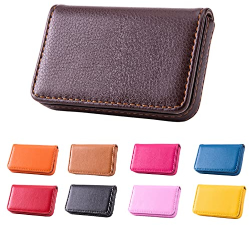 Waylipun Visitenkartenetui, PU-Leder Premium Visitenkartenhalter, mit Magnetverschluss, zur Schonenden Aufbewahrung Ihrer Karte, Visitenkarten Etui für Damen und Herren (Kaffee)