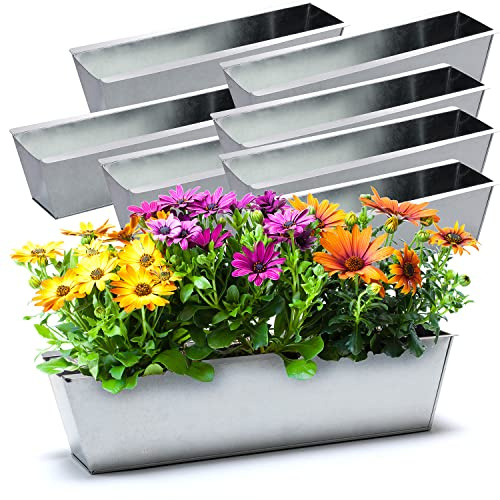 BigDean 8 Zink Paletten Blumenkästen Einsatz 38cm groß Silber aus Metall | Zinkkasten Pflanzkasten Balkonkasten Blumentopf für Europaletten, Metall verzinkt