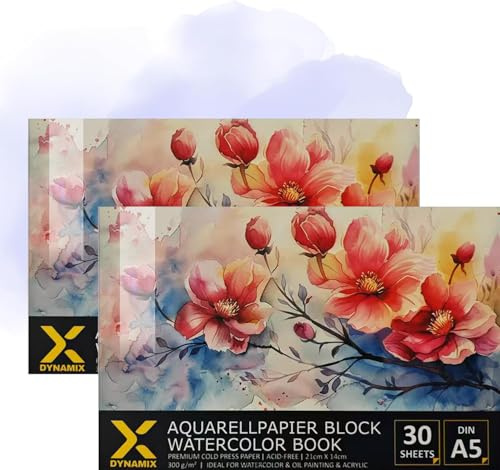 Premium Aquarellpapier Block 300g/m² I 30 Seiten I Künstlerqualität I säurefrei I kaltgepresst – Ideal für Aquarell, Skizzen & Mixed Media (A5 Doppel Sparpack)