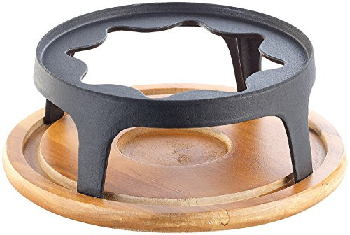 Rosenstein & Söhne Zubehör zu Rechaud Käsefondue: Untersetzer und Rechaud für Gusseisen-Fondue Ø24 cm (Käse Fondue, Käsefondue-Topf Gusseisen, Guss)
