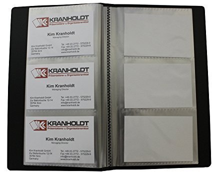 EXXO by HFP 23268 Visitenkartenbuch mit eingeschweißten Hüllen für 120 Visitenkartenarten PP-Vollkunststoff, schwarz