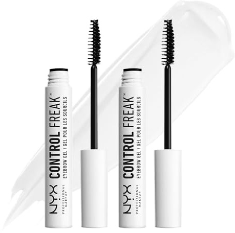 NYX Professional Makeup Augenbrauengel, Control Freak Eyebrow Gel, Klarer Brow Setter und transparente Mascara, Für gezähmte Augenbrauen und fixierte Augenbrauenfarbe, 2er Pack, 18g
