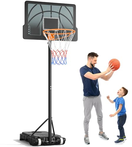 Yohood Basketballkorb Outdoor Kinder,Basketballkörbe mit Ständer Höhenverstellbar 110-210cm,Tragbarer Basketballkorb Indoor/Outside Wetterfest Schwarz