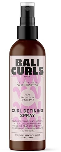 BALI CURLS Curl Leave In Diffusing-Heat Protection Spray – Definierendes Hitzeschutzspray für lockiges Haar – Pflegender Hitzeschutz für Haare – Für gesunde und geschützte Locken – 150ml