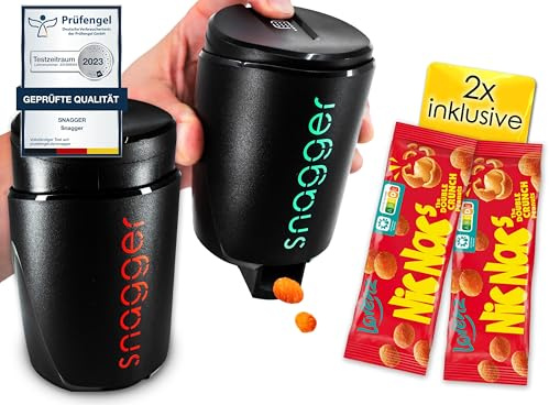 snagger DOPPELPACK - Der Snackspender/saubere Hände beim snacken/geeignet für Erdnüsse, NicNacs, UVM/Gamer Geschenk, Geschenke für Männer Frauen, Nicnac Spender / (Doppelpack Black-Edition)