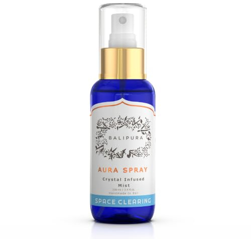 BALIPURA Space Clearing Kristall-infundiertes Aura-Spray, Aromatherapie | Für Raumreinigung, Aura-Reinigung & Rauchfreie Rituale Mit Ätherischen Ölen Und Kristallinfiziertem Wasser