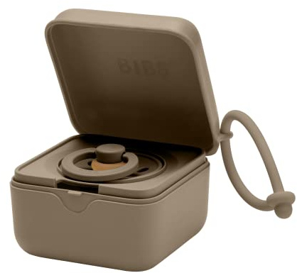 BIBS Schnullerbox, Sterilisierbox, Sauber & Reisefreundlich, Dark Oak | Für bis zu 3 Schnuller | Sterilisierbox | BPA-freies Material in Lebensmittelqualität | Leicht zugänglich