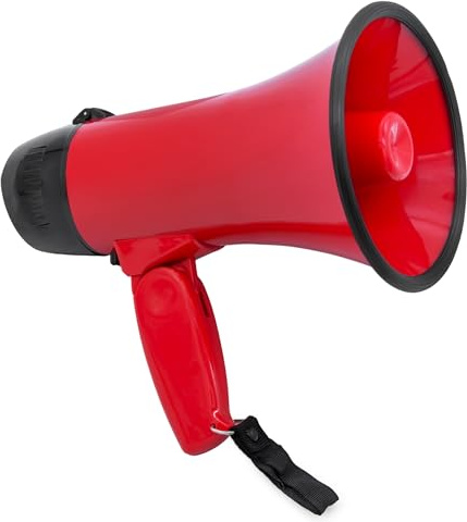 Spetebo Megafon mit 2 Funktionen 20 x 14 cm - Megaphon mit Sirene - Bullhorn Sprachrohr