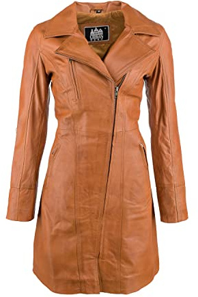 URBAN 5884 Damen Janice Frauen Lederjacke | Elegante Jacke aus weichem Lammfell für Damen, Langes Modell