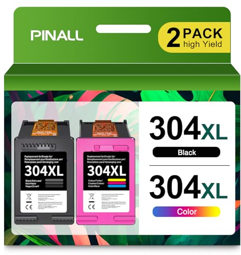 PINALL 304 XL für HP 304 XL druckerpatronen für HP Deskjet 3760 2620 2625 2630 2635 2655 Envy 5010 5020 5030 5032 (2-Pack)