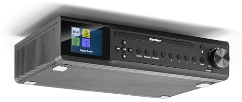 Karcher RA 2060D-B - Unterbau-Küchenradio mit CD-Player, DAB+ / UKW-Radio, Unterbauradio mit Bluetooth, Digitalradio mit Wecker, Farbdisplay, USB-Anschluss, 30 Senderspeicher, inkl. Fernbedienung