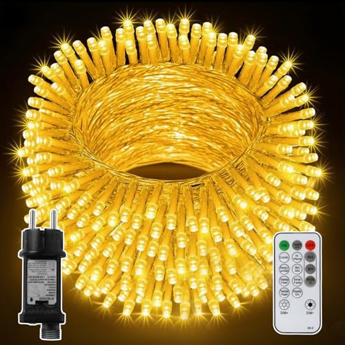 CNMTCCO Lichterkette outdoor 20m/30m/40m, Lichterkette außen mit Timer | Lichterkette innen mit Stecker 8 Modi IP44 wasserdicht mit Fernbedienung Garten Hochzeit Balkon Party