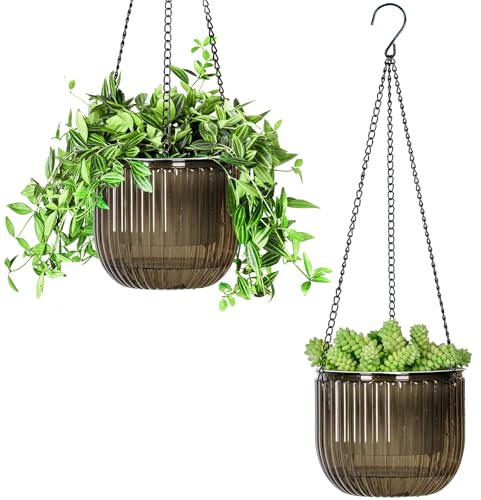 Calvalor 16.5cm 2er Set hängepflanzen Topf Hängeblumentöpfe aussen Hängeampel außen blumenampel hängend innen hängetopf für Pflanzen Hängetöpfe hängender blumentopf hängend hänge blumentöpfe hängende