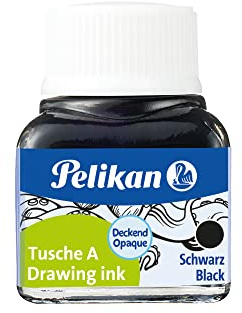 Pelikan Zeichentusche Tusche A 523, 10 ml Glas, 17 Schwarz, für Feder & Pinsel