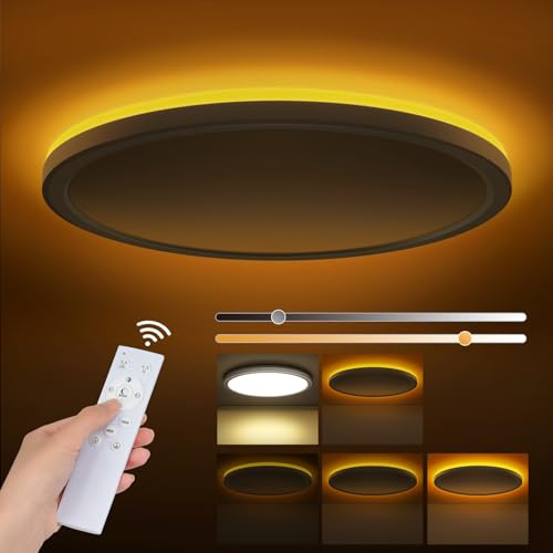 Tyreses LED Deckenleuchte Dimmbar 24W 2800LM, Deckenlampe mit Fernbedienung, 1800K Dimmbar Nachtlicht, 3000K-6500K Schlafzimmer Lampe für Schlafzimmer, Kinderzimmer, Wohnzimmer, Badezimmer, Ø30cm