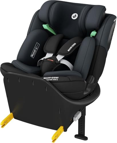 Maxi-Cosi Emerald 360 S i-Size, Autositz 360 Grad drehbar, 0–12 Jahre (40–150 cm), Auto Kindersitz, Baby Autositz, FlexiSpin-Drehung, 4 Liegepositionen, G-CELL Seitenaufprallschutz, Tonal Black