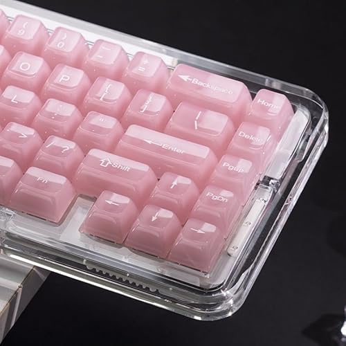 Womier Tastatur-Tastenkappen, transparent, rosa, 60, 65, 75, 100 Prozent, transparentes Gelee, niedliches Tastenkappen-Set für Cherry MX, Kailh, Outemu, Gateron mechanische Tastaturen (MDA-Profil)