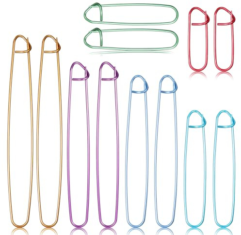 Oruola 12 Stück Maschenhalterseile, Maschenhalter zum Stricken,Maschenhalter Stricken, Bunte Aluminium Stichhalter zum Strickens, Maschenhalters Groß für Selbstgemachte Decken,Schals,Pullover