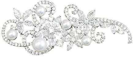 QUKE Glänzende österreichische Cubic Zirkonia Kristall Braut Brosche Pin für Frauen und Mädchen Bräute Hochzeit Brosche Pin