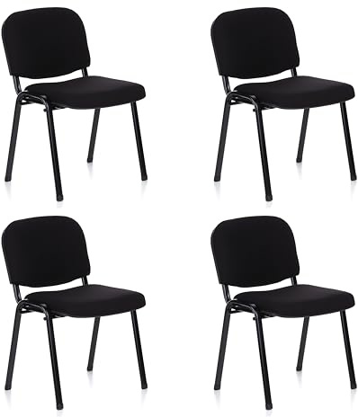hjh OFFICE 4er Set Besucherstuhl stapelbar XT 600 Konferenzstuhl Stapelstuhl gepolstert, Metallgestell, Stoffbezug Schwarz 704500