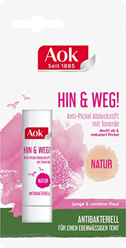 Aok Anti-Pickel Abdeckstift mit Tonerde, Natur, 3er Pack (3 x 1 Stück)