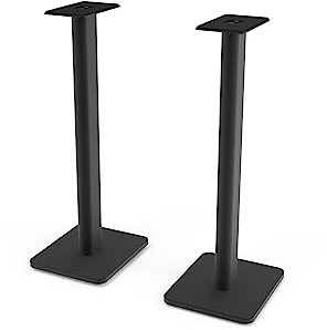 Kanto SP26PL Universal Speaker Floor Stands for Bookshelf Speakers | 26” Tall | Two Sizes Rotating Top Plate w/Foam Padding | Carpet & Hardwood Feet | Hidden Cables | ¼”-20 Mounting | Pair | Black