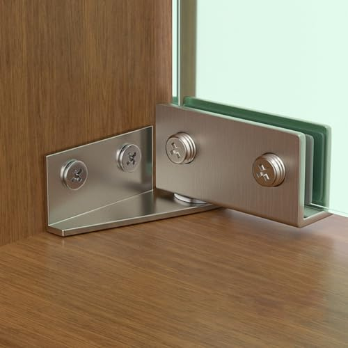 SPORTARC 2 Stück Glastür-Scharniere, Glastür-Befestigungsclip-Scharnier, Glastürscharnier, Möbelzubehör, nicht perforiertes Glastür-Scharnier für 5–8mm dickes Glas (Silber)