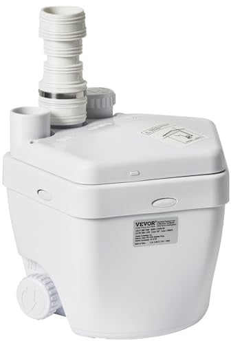 VEVOR Hebeanlage, 250 W, 1500 GPH Durchfluss, 5,5 m Förderhöhe, Untertisch-Sumpfpumpensystem mit Kupferdrahtmotor, Hochleistungs-Universal-/Waschbeckenpumpe, Abwasserpumpe mit 3,8 cm Auslass, weiß