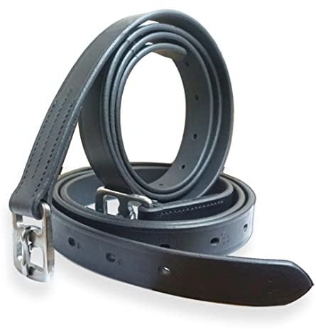 Pferdelinis Steigbügelriemen aus Leder in schwarz, passend für englische Sättel Steigbügelriemen Länge 130cm - 160cm (150 cm, Schwarz)