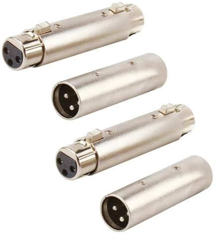 Duluok 4 Stück XLR-auf-XLR-Gender-Changer-Adapter, 3-Polig Koppler Set 2 x Stecker auf Stecker 2 x Buchse auf Buchse 3 Pin Extend Adapter Kompatibel mit Mikrofonen und Mischpulten Mixer