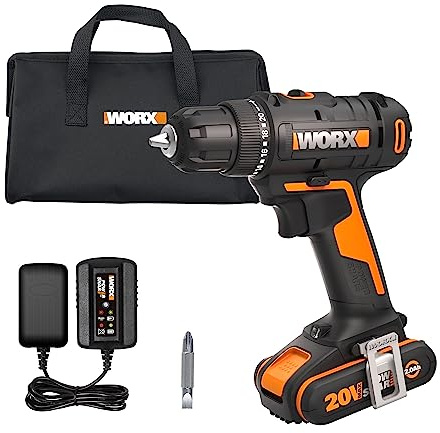 WORX WX100 Akku Bohrschrauber 20V, inkl. 2Ah Akku und Ladegerät | Leistungsstarker Akkuschrauber zum Bohren und Schrauben, 20+1 Drehmomentstufe bis zu 30Nm, variable Drehzahl, LED-Licht