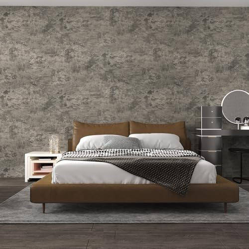 40CM×9M Braun Graue Tapete Betonoptik Selbstklebend Betontapete Abziehen und Aufkleben 3D Grau Tapeten Möbelaufkleber Hellgrau Klebefolie Beton Zement Industrielle Matt Vinyl Küche Wandaufkleber Wand