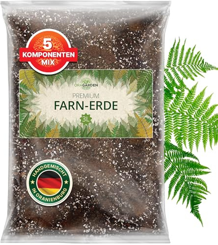ORAGARDEN Farn Erde für Zimmerpflanzen und Garten - 3L Farn Substrat für Pflanzen, Palmen, Blumen - 5 Komponenten Blumenerde