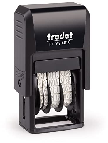 Trodat Printy 4810 Datumstempel für den täglichen Bürobedarf – integriertes trodatkissen, 4 Bänder (TT.MMM.JJJJ), Deutsch, Bänderlaufzeit 12 Jahre, Schrifthöhe 3,8 mm, Abdruck schwarz, CO2 kompensiert