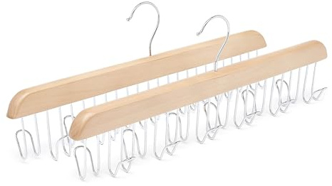 Amazon Basics Holz-Gürtelhalter, 2 Stück, 40x15.5 cm, Natürlich
