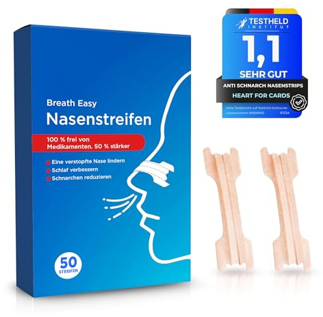 Anti-Schnarch Nasenstrips | 50 Nasenpflaster fürs bessere Atmen für Sport und Schlaf für Erwachsene und Kinder | Nasenstreifen Hautfarbe | Atemtrainer gegen Schnarchen | Nasal Strips Nose