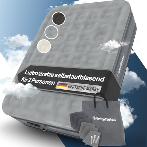 Heimfleiss® Luftmatratze Selbstaufblasend 150x200 cm | Premium Luftbett 2 Personen | Luftmatratze Camping | Schnell aufblasbare Matratze ideal als Gästebett | Selbstaufblasbare Gästematratze mit Pumpe