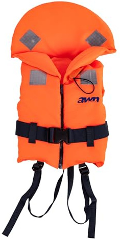 awn Rettungsweste BRAVISSIMO | Schwimmweste für Kinder und Erwachsene (7 Größen), Feststoff Weste mit Kragen, Signalpfeife und Reflektoren